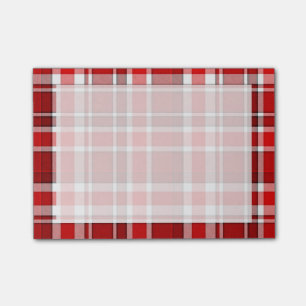 Bloco De Notas Tartan branco vermelho da xadrez
