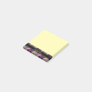 Bloco De Notas Tartan roxo, Dourado e azul