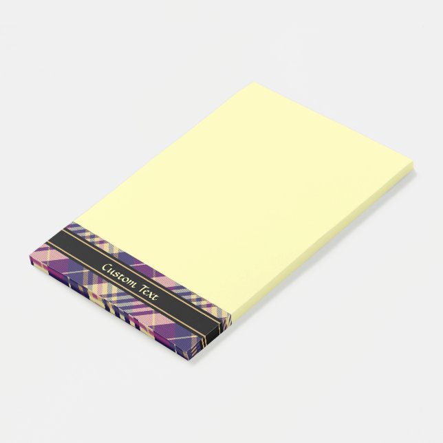Bloco De Notas Tartan roxo, Dourado e azul (Inclinado)