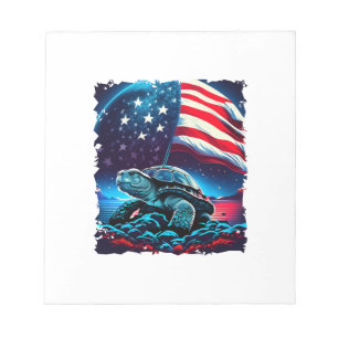 Bloco De Notas Tartaruga americana sob a Lua com a bandeira ameri