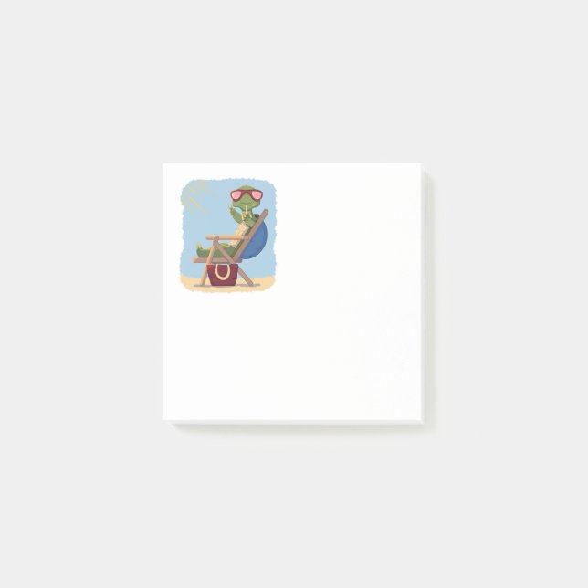 Bloco De Notas Tartaruga de desenho animado com óculos de sol rel (Frente)