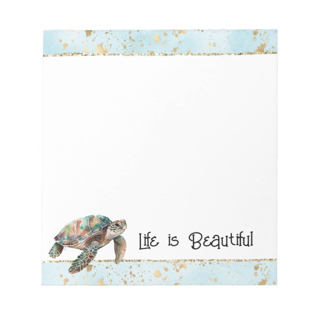 Bloco De Notas Tartaruga do Mar de Sonho Dourada (Frente)