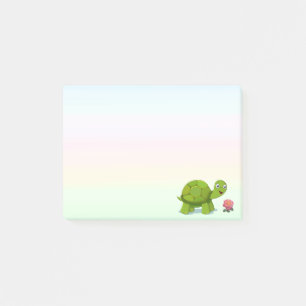 Bloco De Notas Tartaruga Fofa e Flor em Tons de Cores Pastel