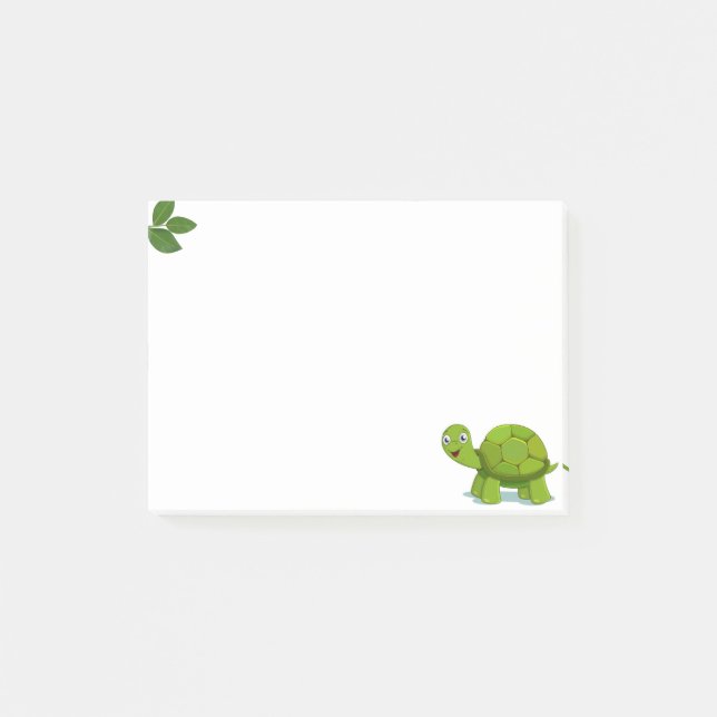 Bloco De Notas Tartaruga Fofa & Folhas de Louro (Frente)