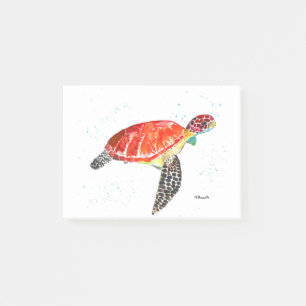 Bloco De Notas Tartaruga marinha laranja aquarela costeira tropic