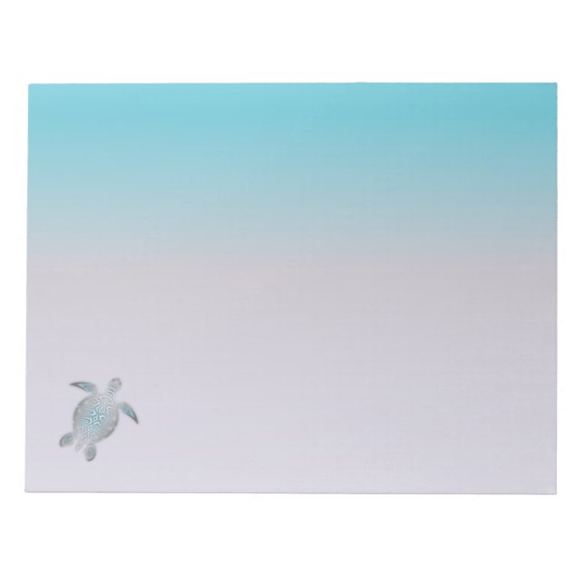 Bloco De Notas Tartarugas Marinhas Prateadas Estilo Praia Minimal (Frente)