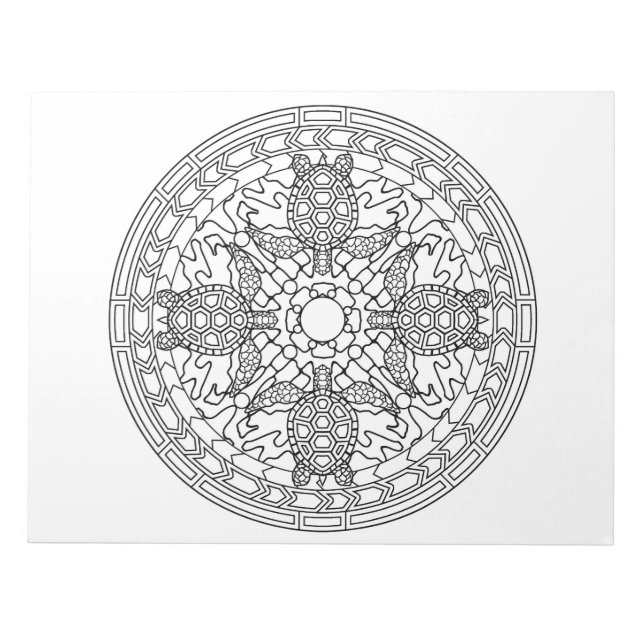 Bloco De Notas Tartarugas marinhas Saturle Mandala Padrões de cor (Frente)