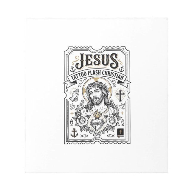 Bloco De Notas Tatuagem Jesus Flash Cristão Jesus Tatuagem Flash  (Frente)