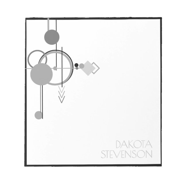 Bloco De Notas Tatuagens Arte Deco Moderna | Branding Monocromáti (Frente)