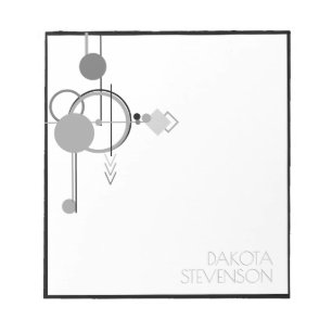 Bloco De Notas Tatuagens Arte Deco Moderna Marcas Monocromática