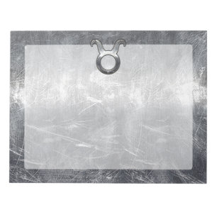 Bloco De Notas Taurus Zodiac Sinal Grunge Estilo Prateado