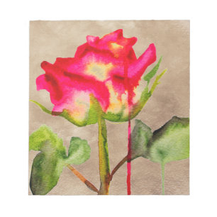 Bloco De Notas Tea Rosa aquosa híbrido cor-de-água, moderna arte 