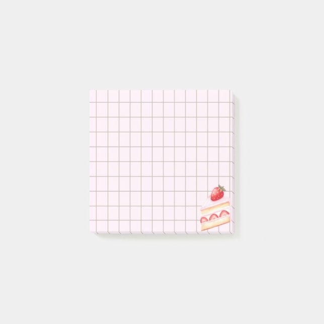 Bloco De Notas Tea Time Strawberry Cake – Personalized Grid Stick (Frente)
