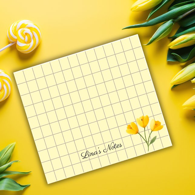 Bloco De Notas Tea Time Yellow Flower – Personalized Grid Sticky  (Criador carregado)