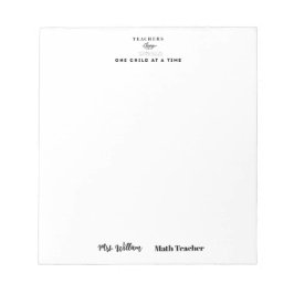 Bloco De Notas Teacher name elegant quote modern white frame