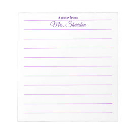 Bloco De Notas Teacher Notepads Purple Lined Paper A note from