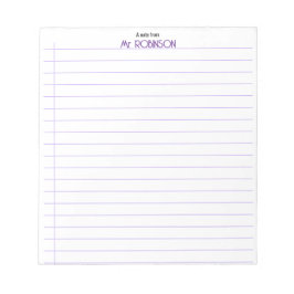 Bloco De Notas Teacher & Student Lined Paper “A Note From” Notepa
