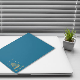 Bloco De Notas Teal Christmas Dourado Tree Peace Joy Hope Corpora