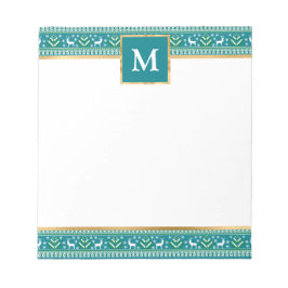 Bloco De Notas Teal de Natal Personalizado Fair Isle