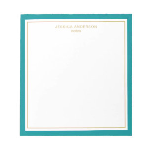 Bloco De Notas Teal Dourado Elegante Personalizado