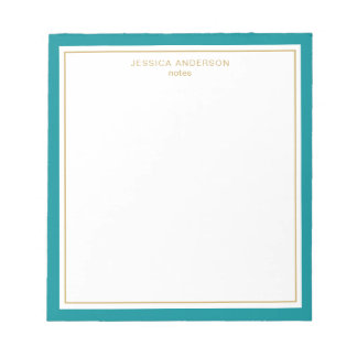 Bloco De Notas Teal Dourado Elegante Personalizado