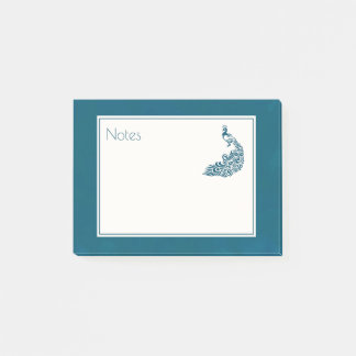 Bloco De Notas Teal Peacock Bold Na moda Art Design