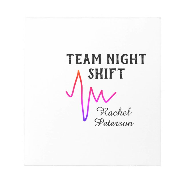 Bloco De Notas Team night shift nurse doctor medical name heart l (Frente)