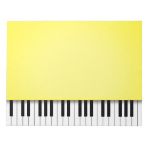 Bloco De Notas Teclado Piano Amarelo Brilhante 8,5x11 Música