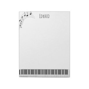 Bloco De Notas Teclado Piano e Notas Musicais