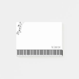 Bloco De Notas Teclado Piano e Notas Musicais