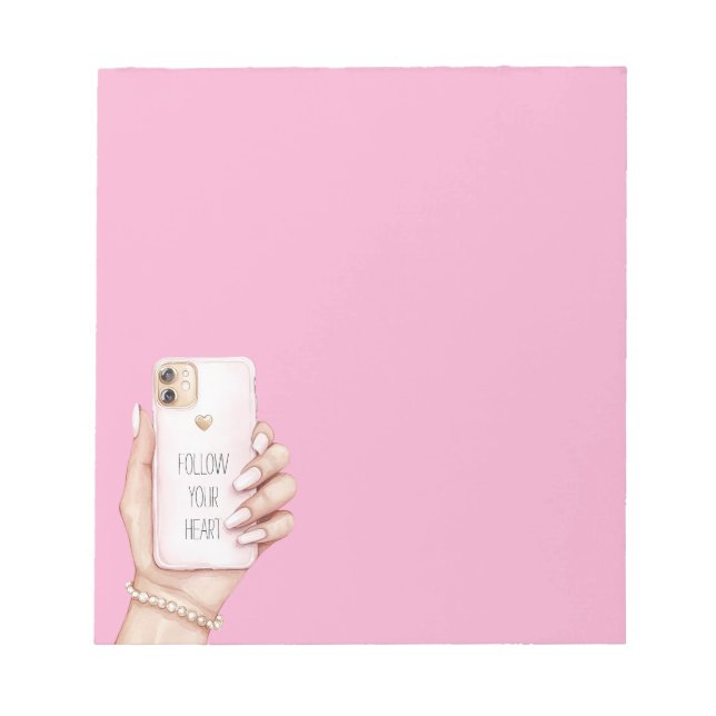 Bloco De Notas Telefone chic garota unhas rosa (Frente)