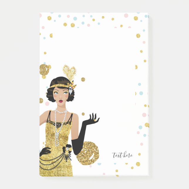 Bloco De Notas Tema da menina do flapper do 1920 (Frente)