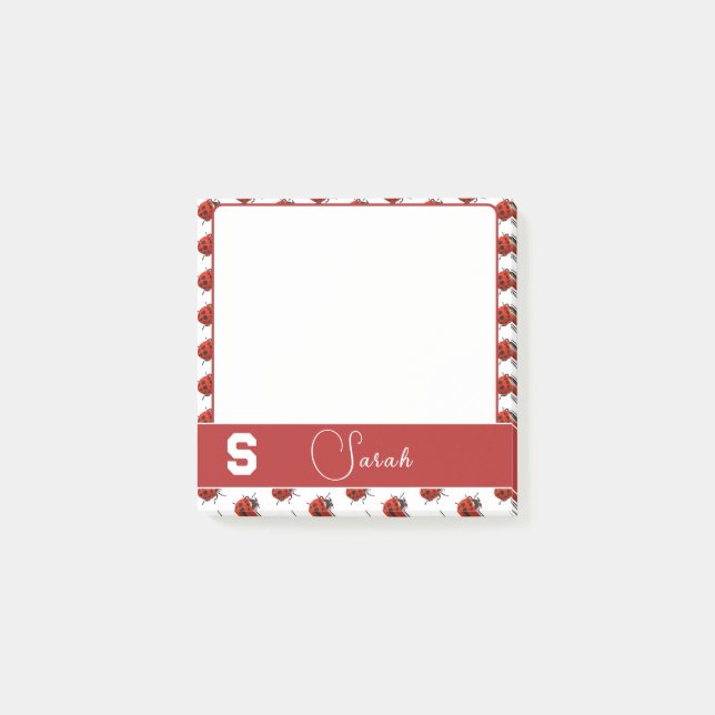 Bloco De Notas Tema de joaninha personalizado (Frente)