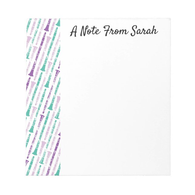 Bloco De Notas Tema do Instrumento de Oferta do Clarinet Player P (Frente)