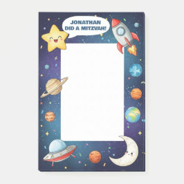 Bloco De Notas Tema Espacial Personalizado para Mitzvah