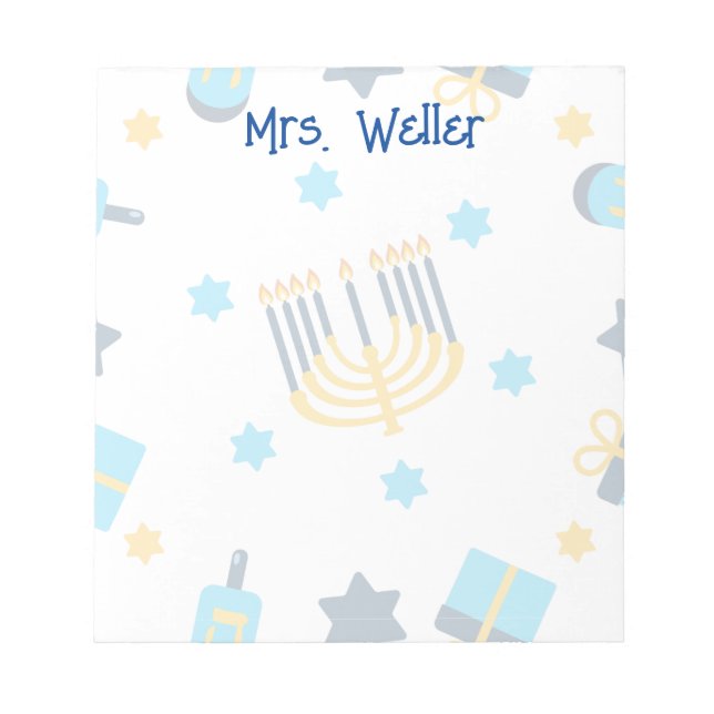 Bloco De Notas Tema personalizado de Hanukkah (Frente)