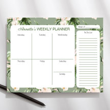 Tema Tropical Personalizado Pad Semanal do Planeja