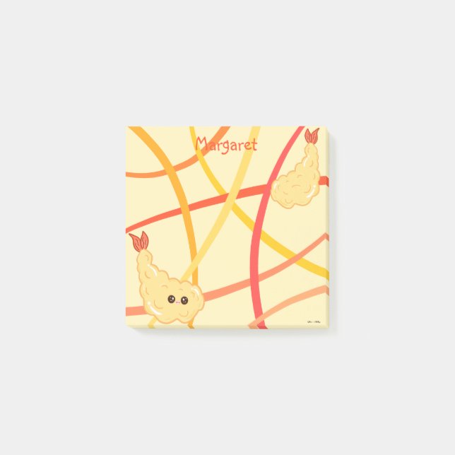 Bloco De Notas Templo De Camarão Kawaii Em Stripes Japonesas (Frente)