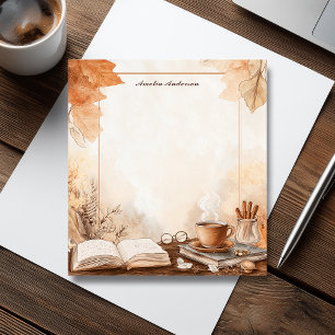 Bloco De Notas Tempo de Vintage Cozy com café e livro