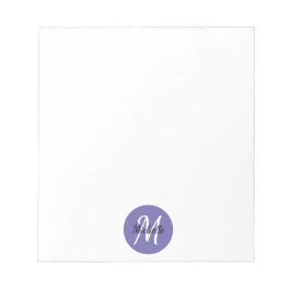 Bloco De Notas Tendência Clássica Monograma Simples Roxo