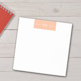 Bloco De Notas Tendy Modern Peach Monogramas iniciais