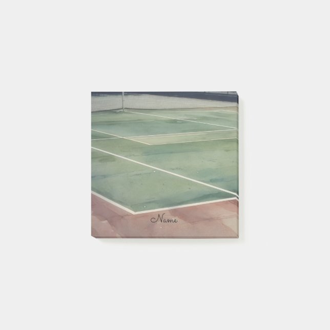 Bloco De Notas Tênis Court Art Paddle Ball Name Posta Notas (Frente)