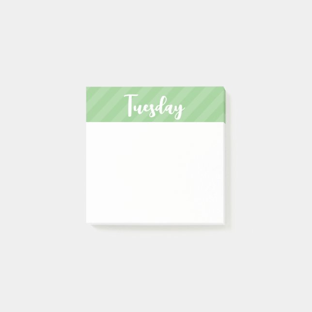 Bloco De Notas Terça-feira - Verdes - Dias da Semana - Postar Not (Frente)