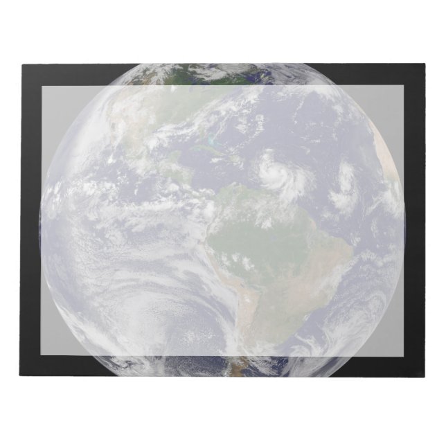 Bloco De Notas Terra De cheio Com Tempestades Tropicais No Atlânt (Frente)