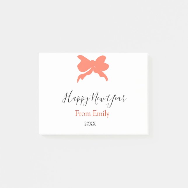 Bloco De Notas Terracotta bow happy new year name year boho retro (Frente)