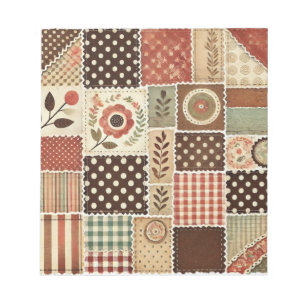 Bloco De Notas Terracotta Quilt e Patchwork Colorida Floral