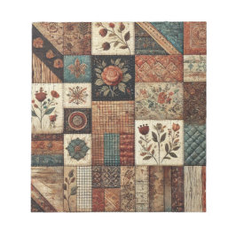 Bloco De Notas Terracotta Quilt e Patchwork Colorida Floral