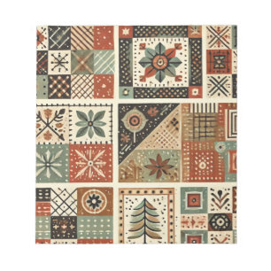 Bloco De Notas Terracotta Quilt e Patchwork Colorida Floral