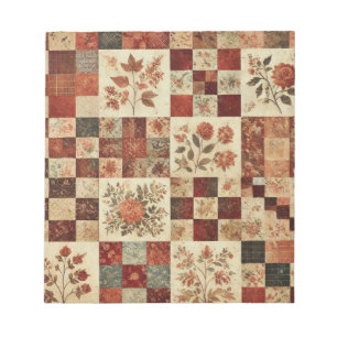 Bloco De Notas Terracotta Quilt e Patchwork Colorida Floral