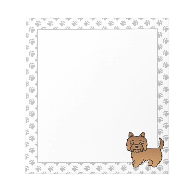 Bloco De Notas Terrier Cairn Vermelho Cachorro de Desenho Animado (Frente)